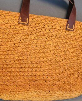Grand sac à main fait main chic en rafia orange